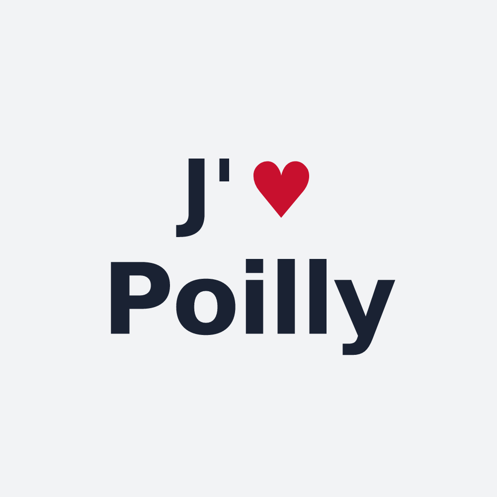Poster personnalisé Poilly — design « J'aime Poilly » imprimé sur le poster