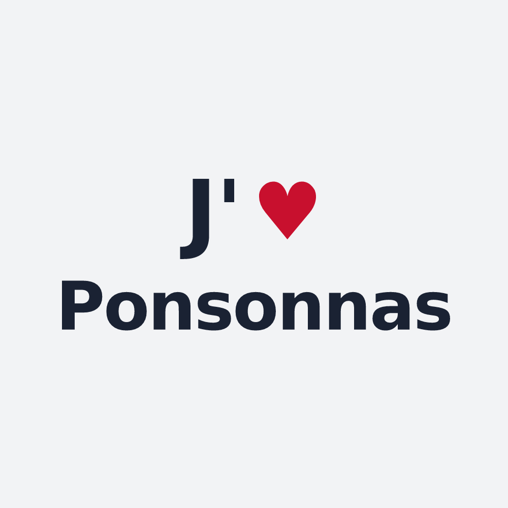 Poster personnalisé Ponsonnas — design « J'aime Ponsonnas » imprimé sur le poster