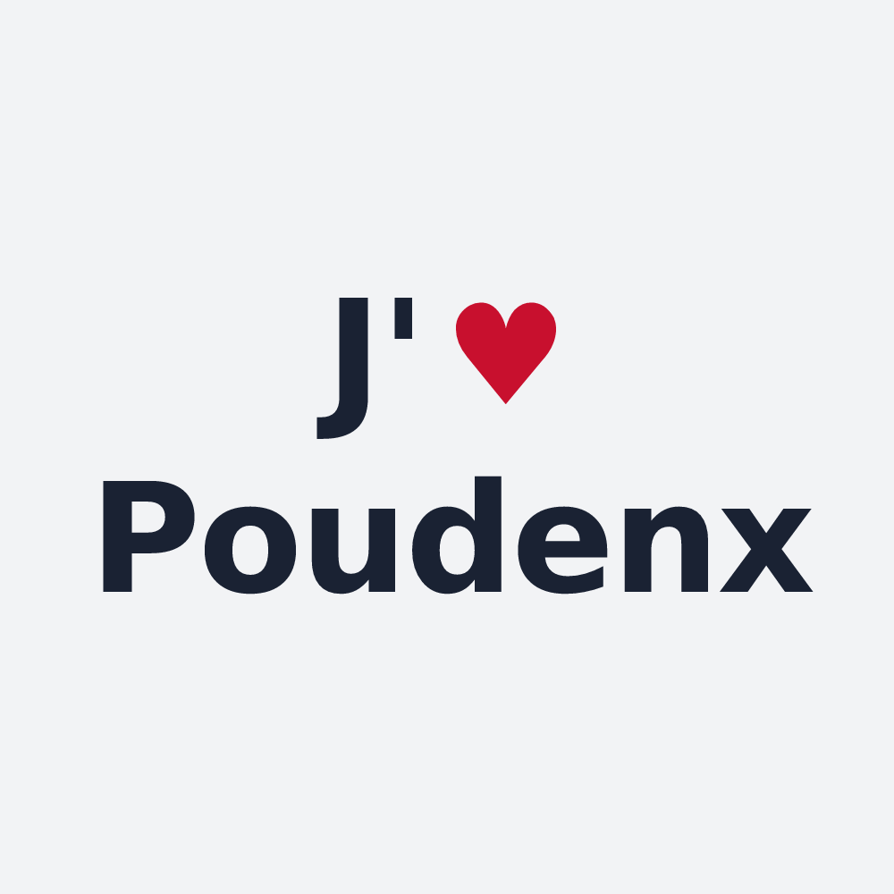 Poster personnalisé Poudenx — design J'aime Poudenx