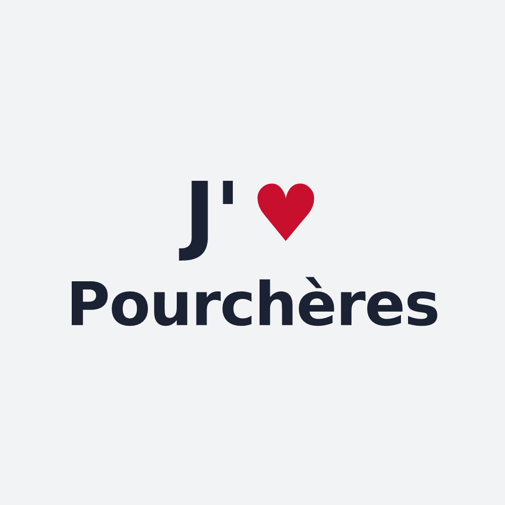 Poster personnalisé Pourchères — design « J'aime Pourchères » imprimé sur le poster