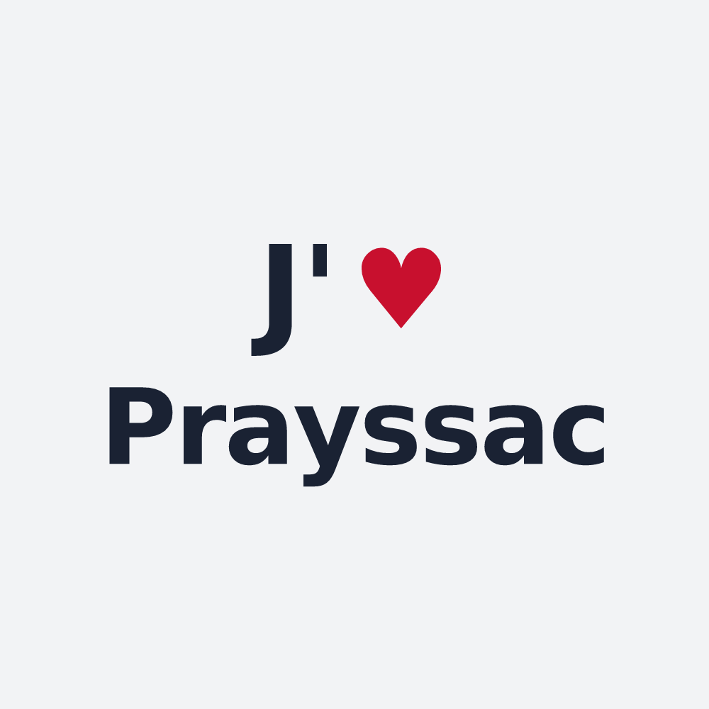 Poster personnalisé Prayssac — design « J'aime Prayssac » imprimé sur le poster