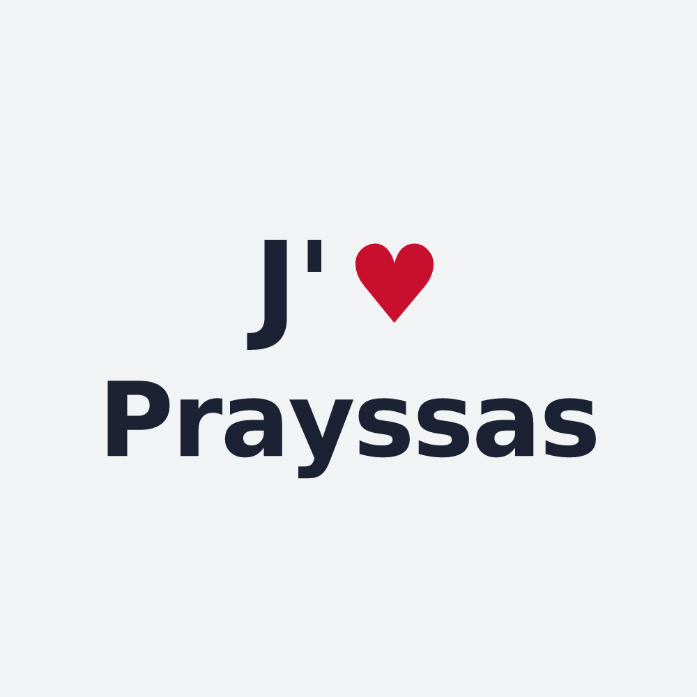 Poster personnalisé Prayssas — design J'aime Prayssas