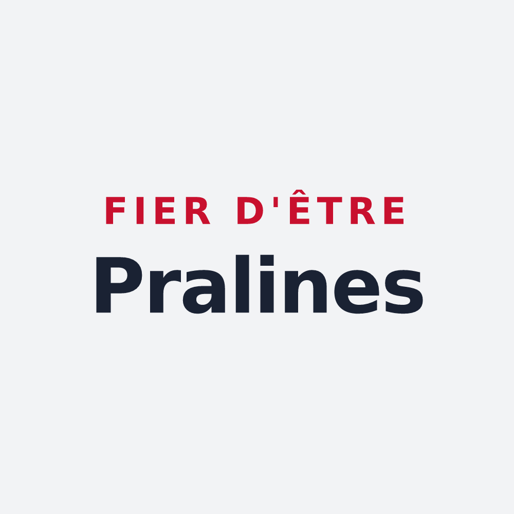 Poster « Fier d'être Pralines » — design pour Praz-sur-Arly