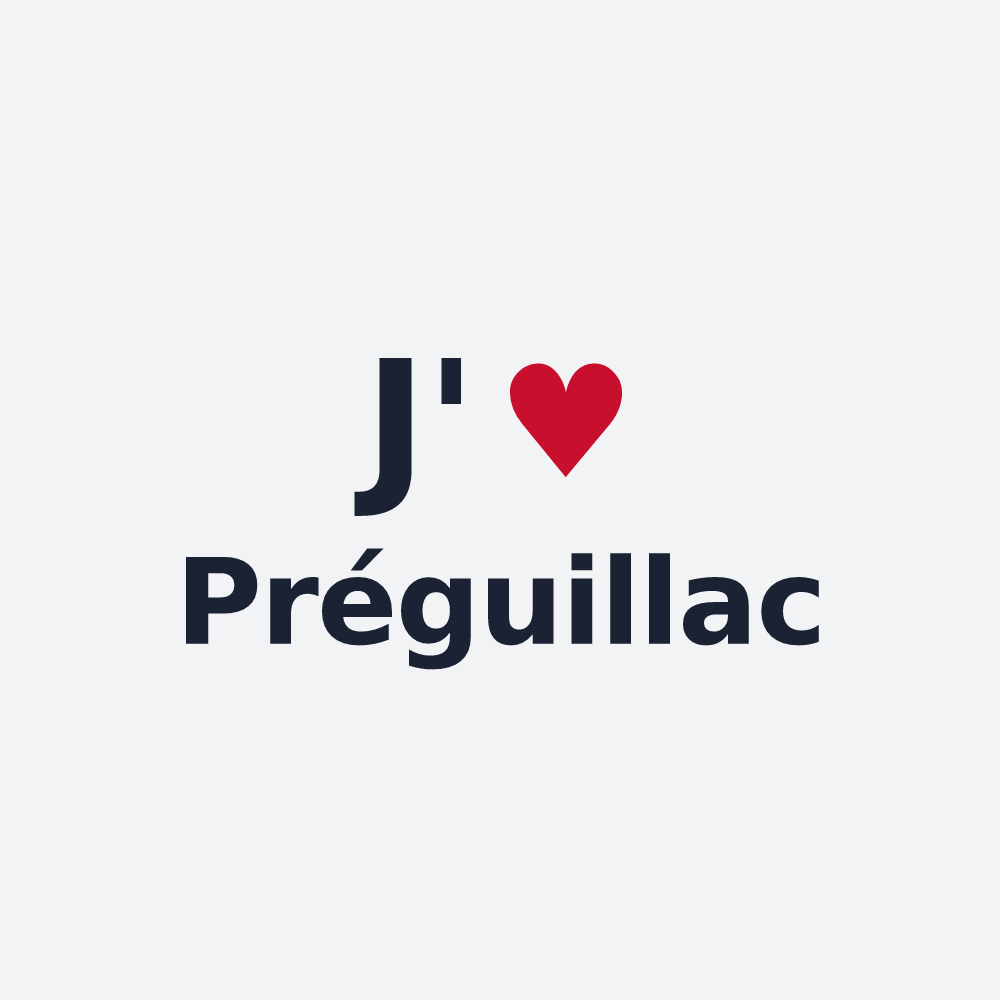 Poster personnalisé Préguillac — design J'aime Préguillac