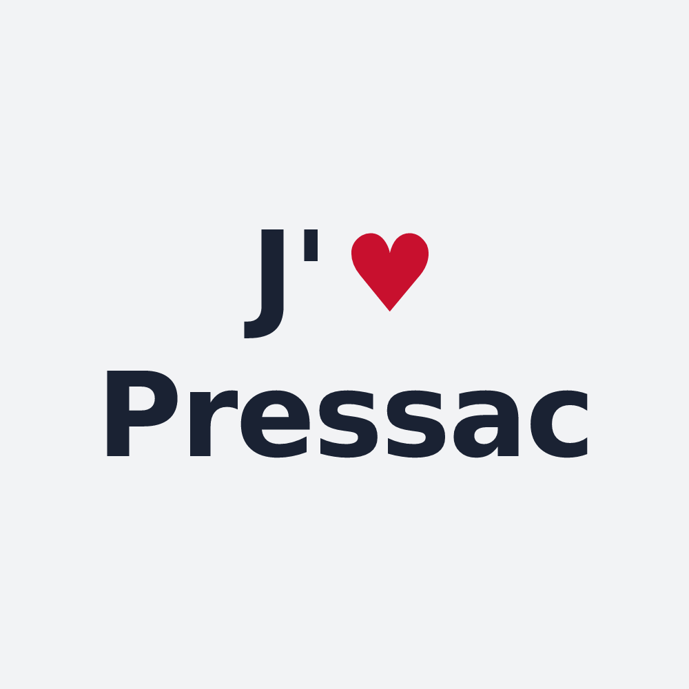 Poster personnalisé Pressac — design « J'aime Pressac » imprimé sur le poster