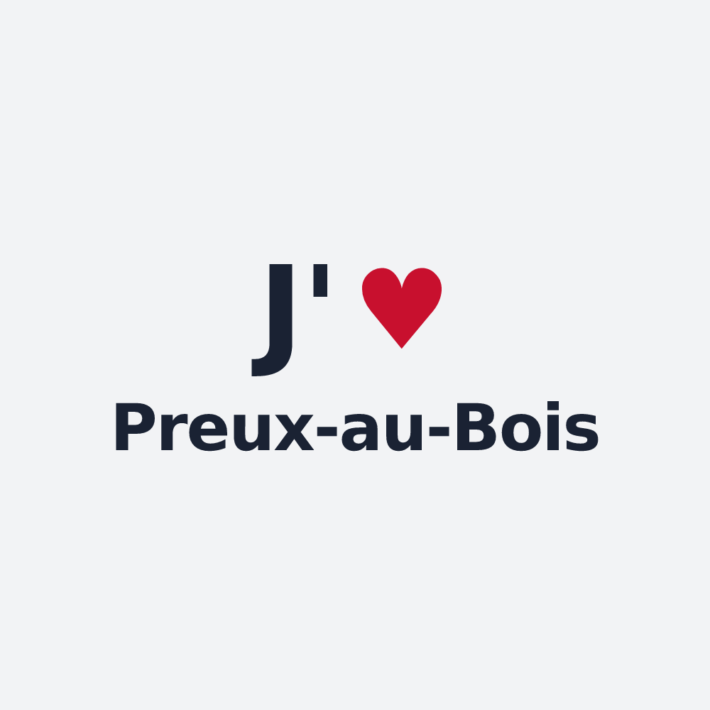 Poster personnalisé Preux-au-Bois — design « J'aime Preux-au-Bois » imprimé sur le poster