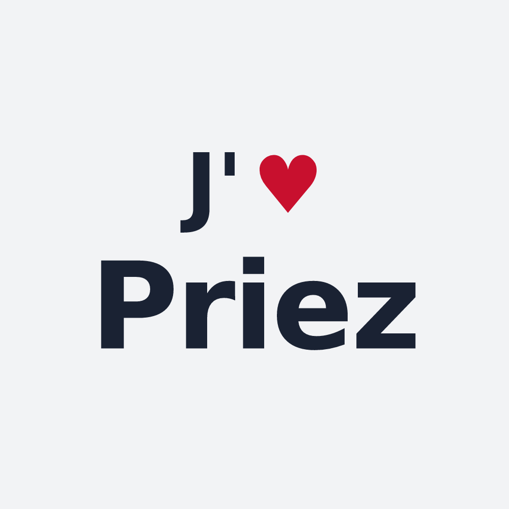 Poster personnalisé Priez — design « J'aime Priez » imprimé sur le poster