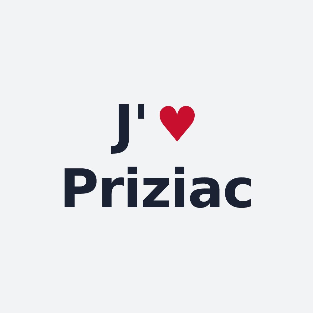 Poster personnalisé Priziac — design « J'aime Priziac » imprimé sur le poster