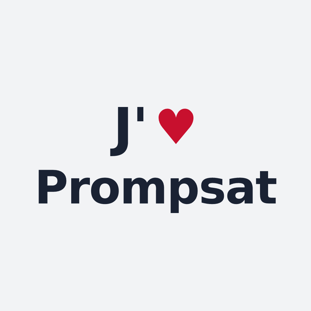 Poster personnalisé Prompsat — design J'aime Prompsat