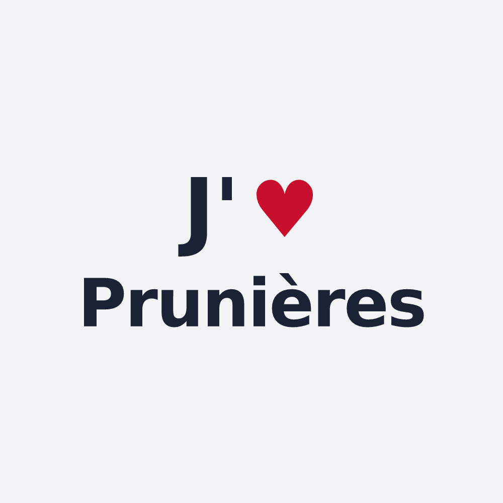 Poster personnalisé Prunières — design « J'aime Prunières » imprimé sur le poster