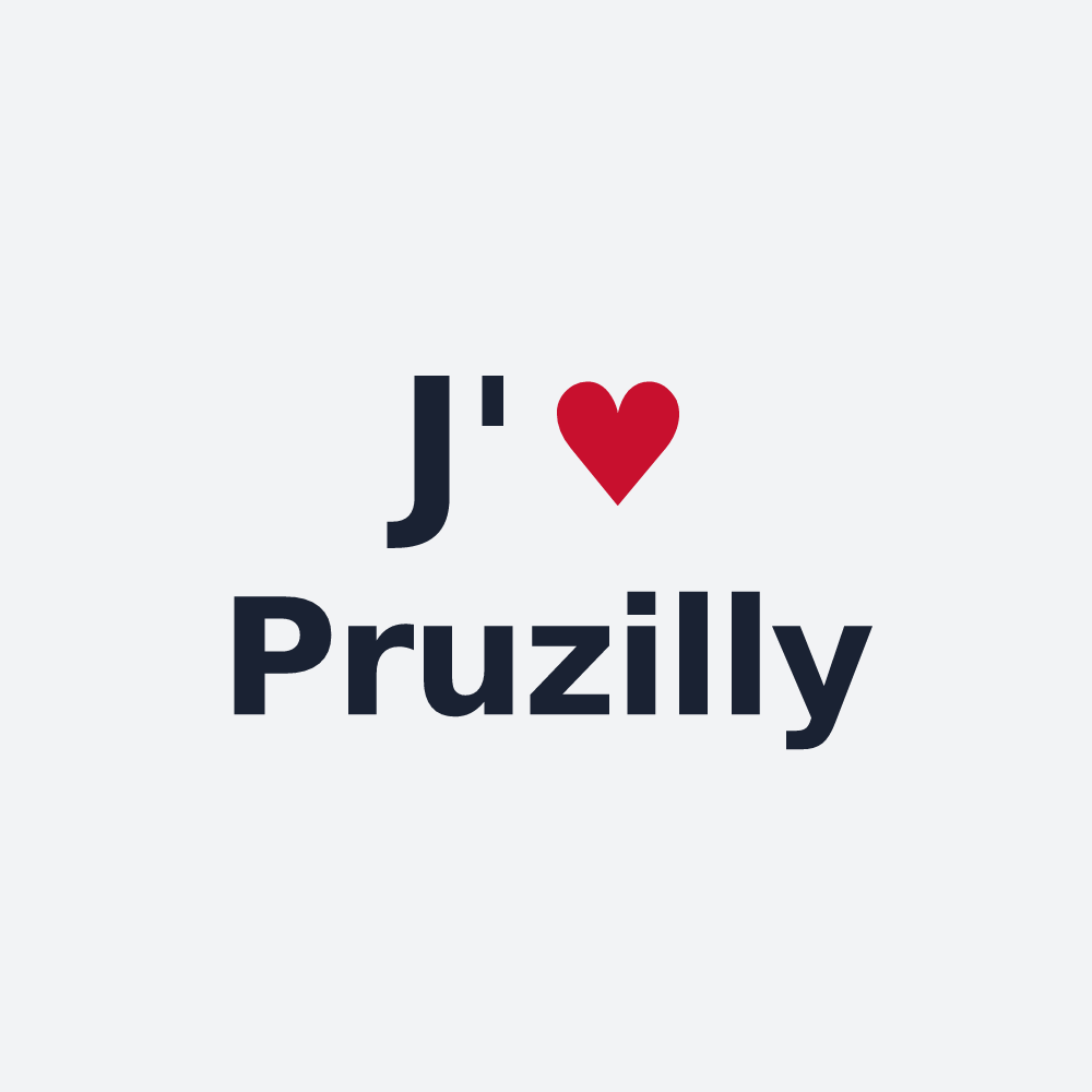Poster personnalisé Pruzilly — design « J'aime Pruzilly » imprimé sur le poster