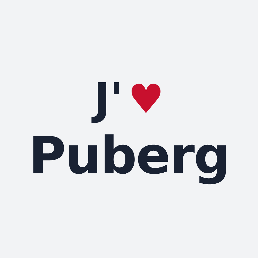 Poster personnalisé Puberg — design « J'aime Puberg » imprimé sur le poster