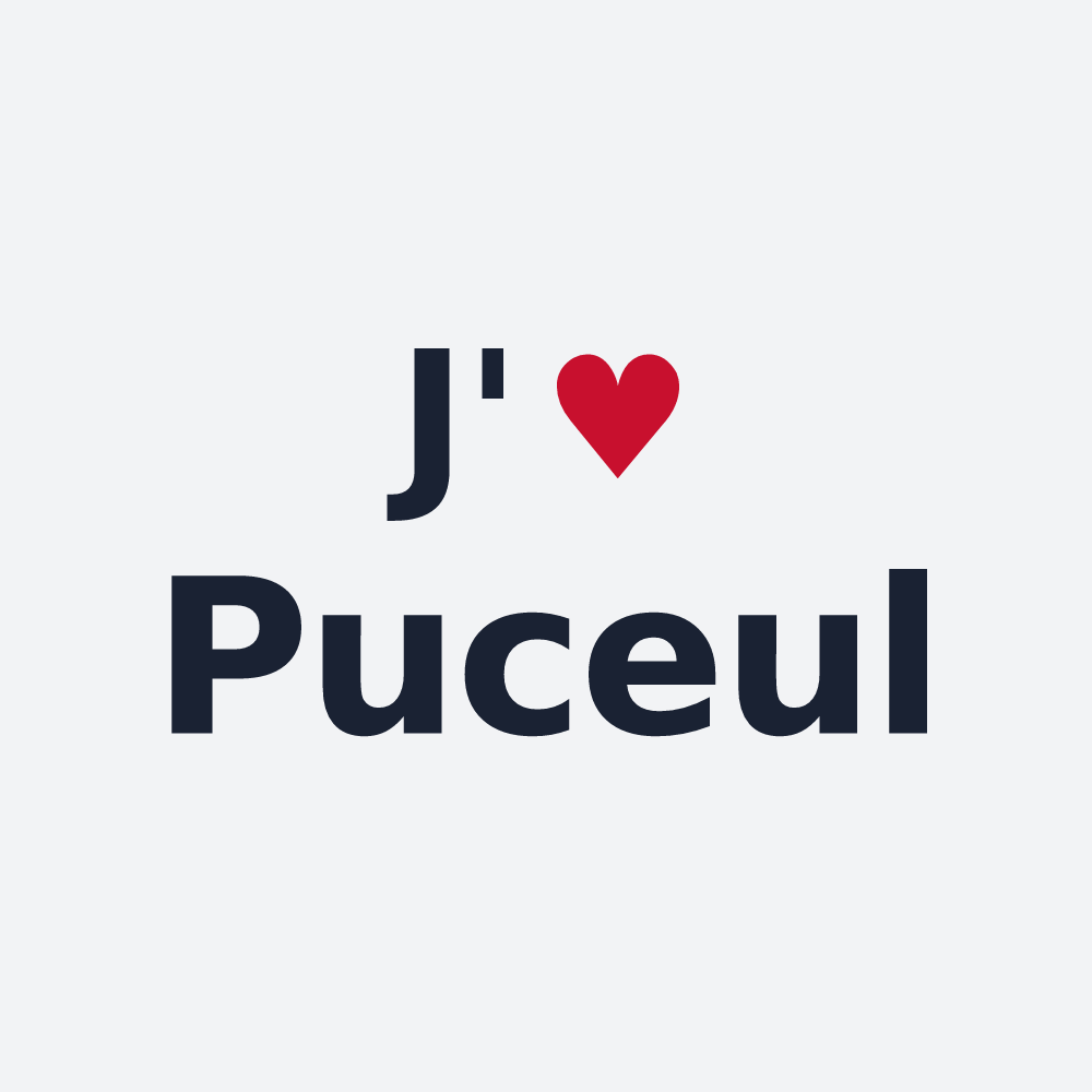 Poster personnalisé Puceul — design J'aime Puceul