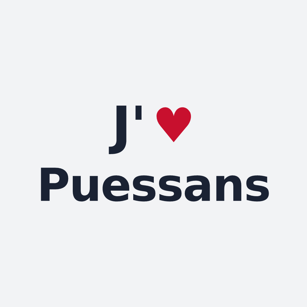Poster personnalisé Puessans — design « J'aime Puessans » imprimé sur le poster