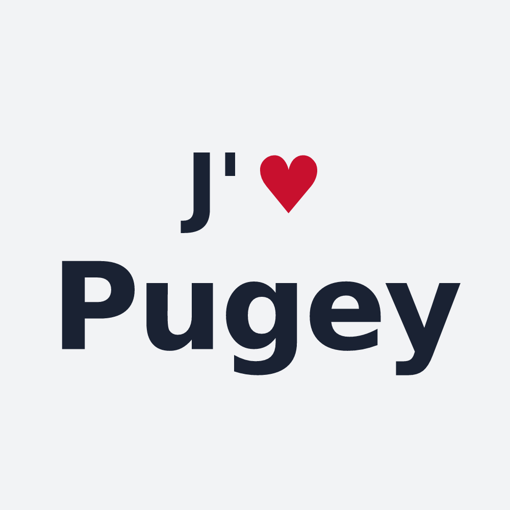 Poster personnalisé Pugey — design J'aime Pugey