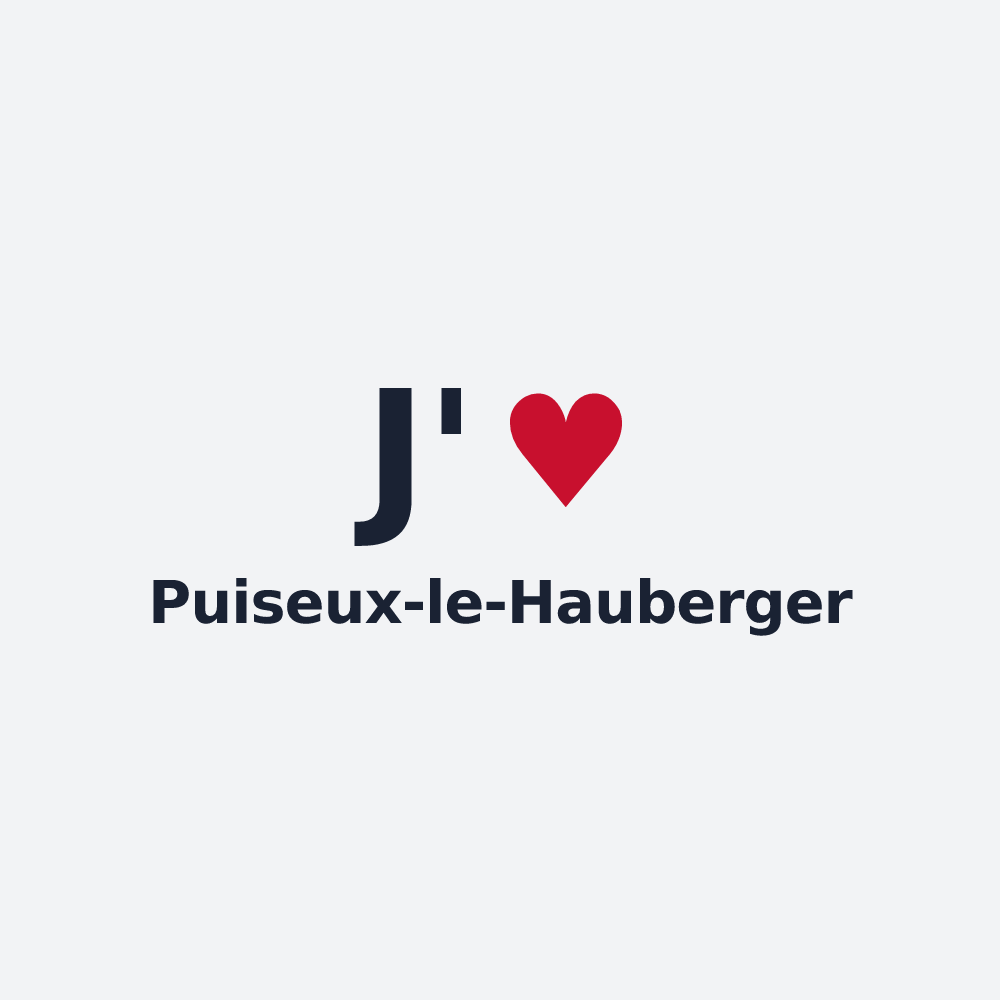 Poster personnalisé Puiseux-le-Hauberger — design J'aime Puiseux-le-Hauberger