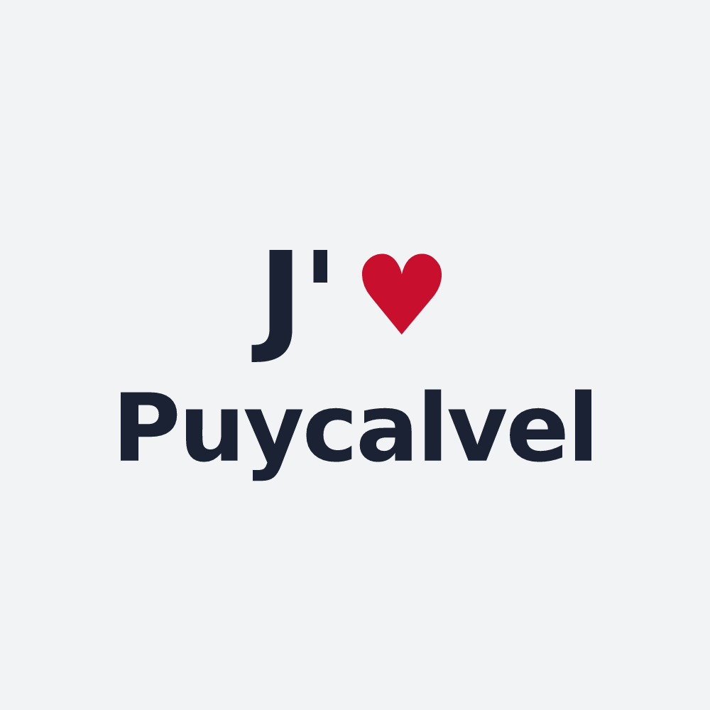 Poster personnalisé Puycalvel — design « J'aime Puycalvel » imprimé sur le poster