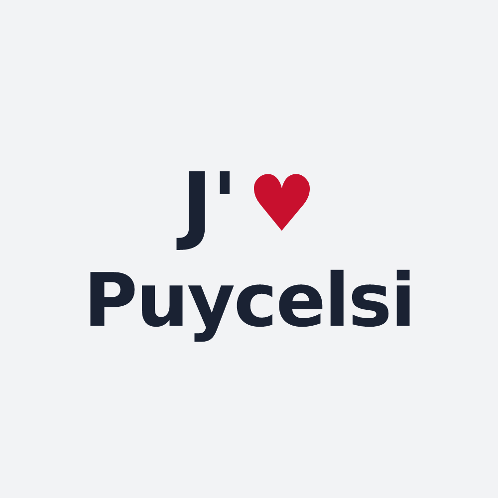 Poster personnalisé Puycelsi — design J'aime Puycelsi