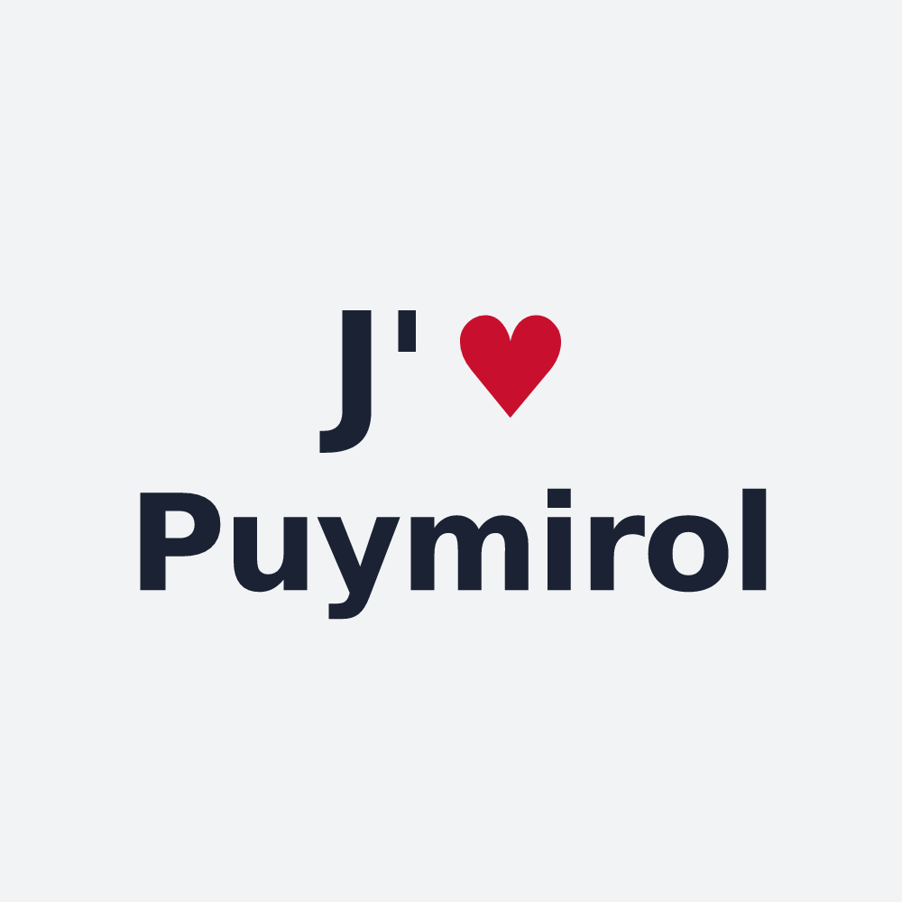 Poster personnalisé Puymirol — design « J'aime Puymirol » imprimé sur le poster