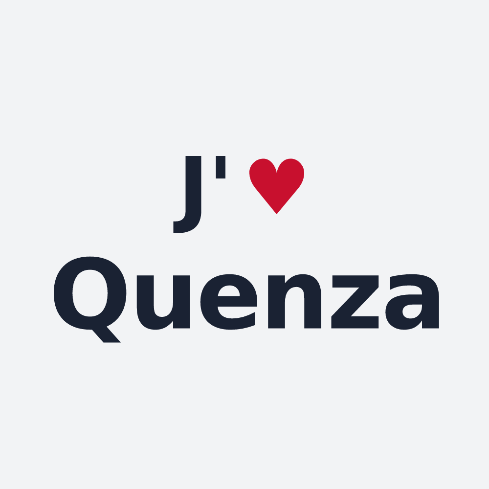 Poster personnalisé Quenza — design « J'aime Quenza » imprimé sur le poster