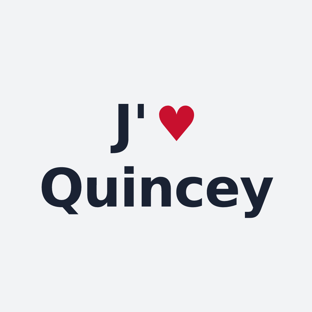Poster personnalisé Quincey — design « J'aime Quincey » imprimé sur le poster