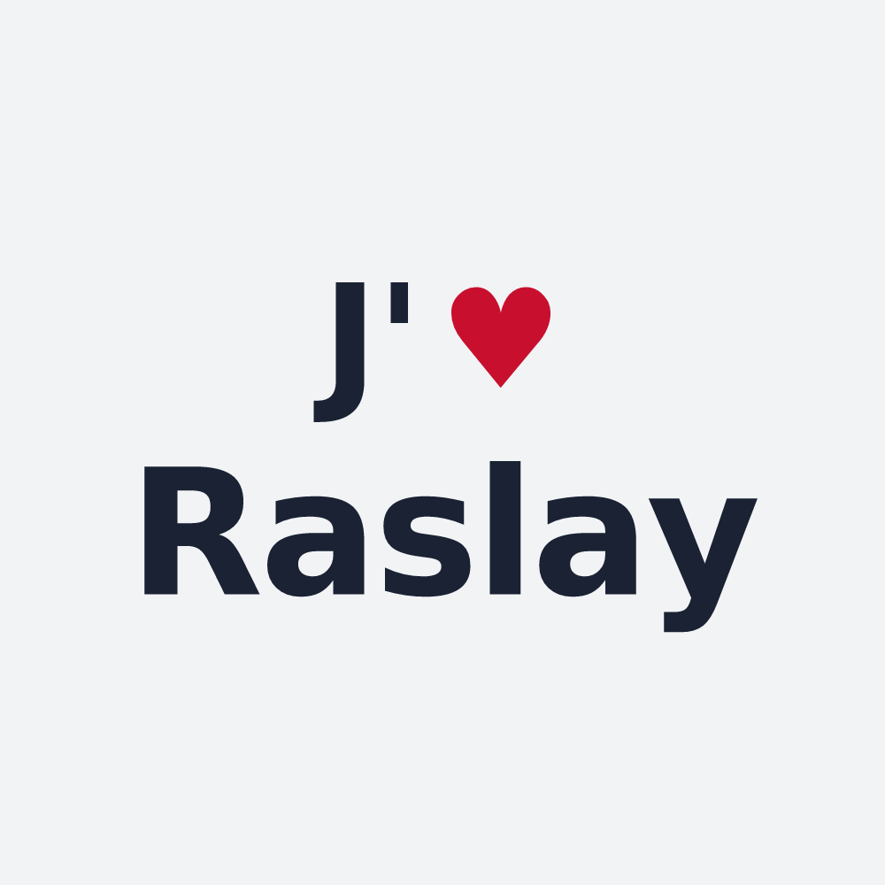 Poster personnalisé Raslay — design J'aime Raslay