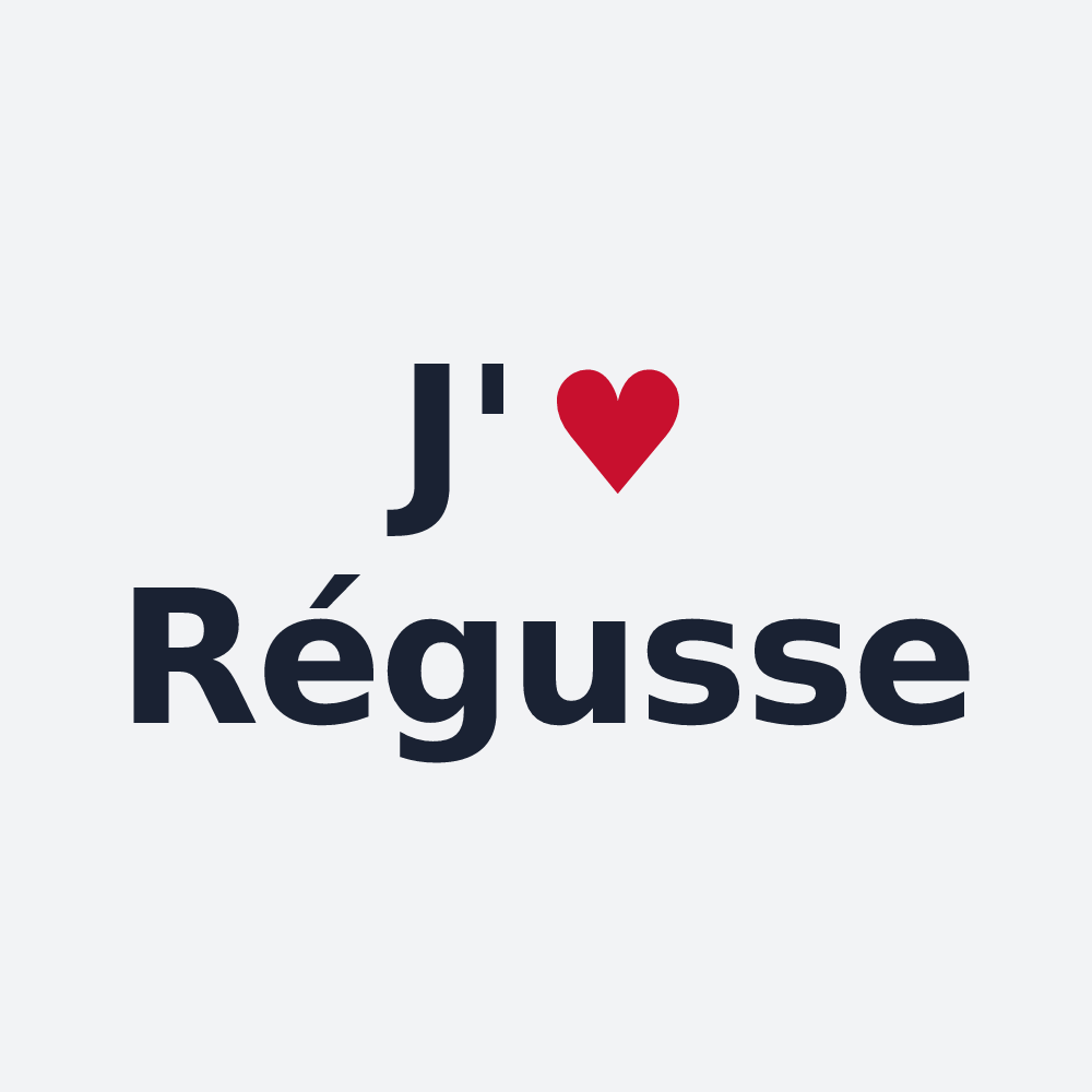 Poster personnalisé Régusse — design « J'aime Régusse » imprimé sur le poster