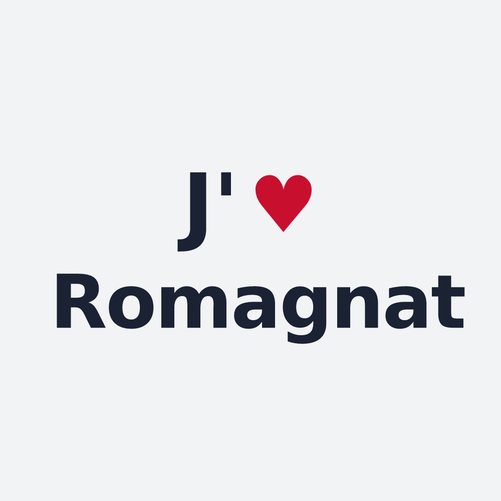 Poster personnalisé Romagnat — design J'aime Romagnat