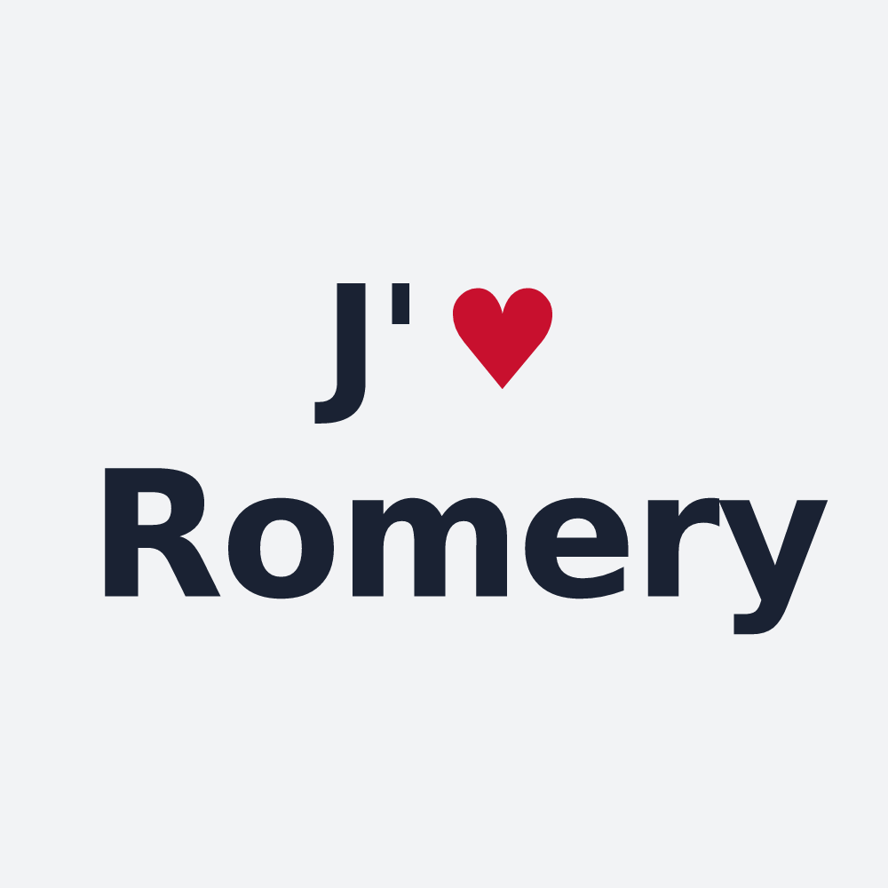 Poster personnalisé Romery — design « J'aime Romery » imprimé sur le poster