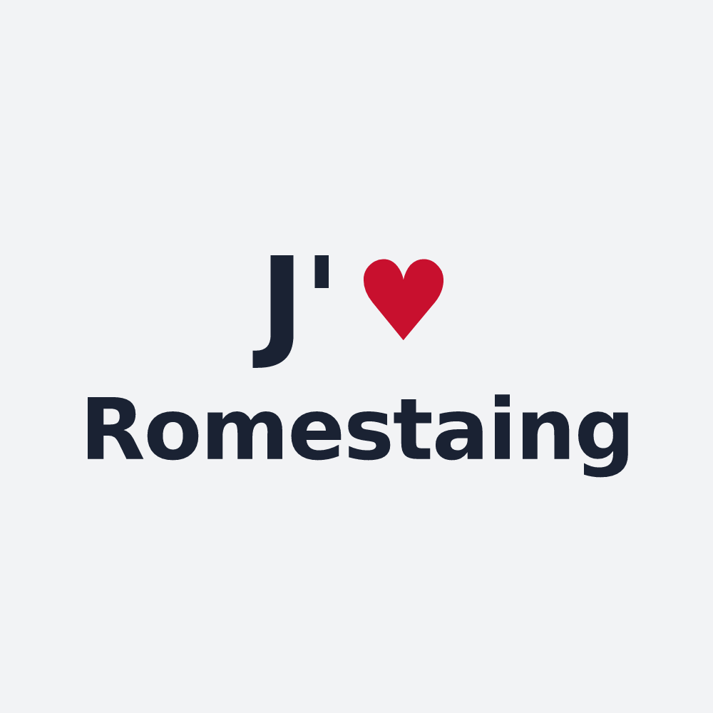 Poster personnalisé Romestaing — design « J'aime Romestaing » imprimé sur le poster