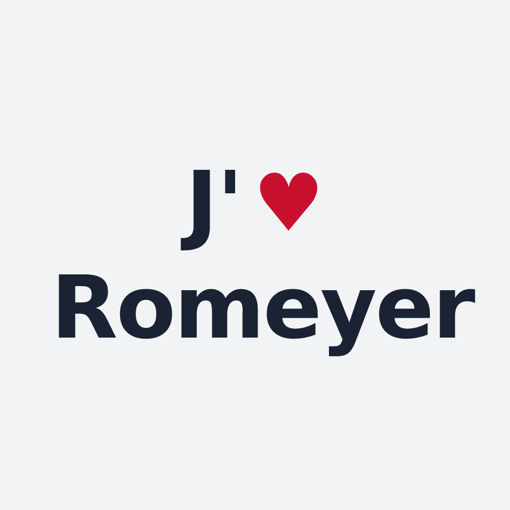 Poster personnalisé Romeyer — design « J'aime Romeyer » imprimé sur le poster