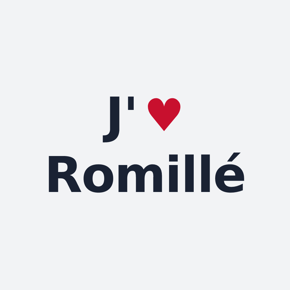 Poster personnalisé Romillé — design « J'aime Romillé » imprimé sur le poster