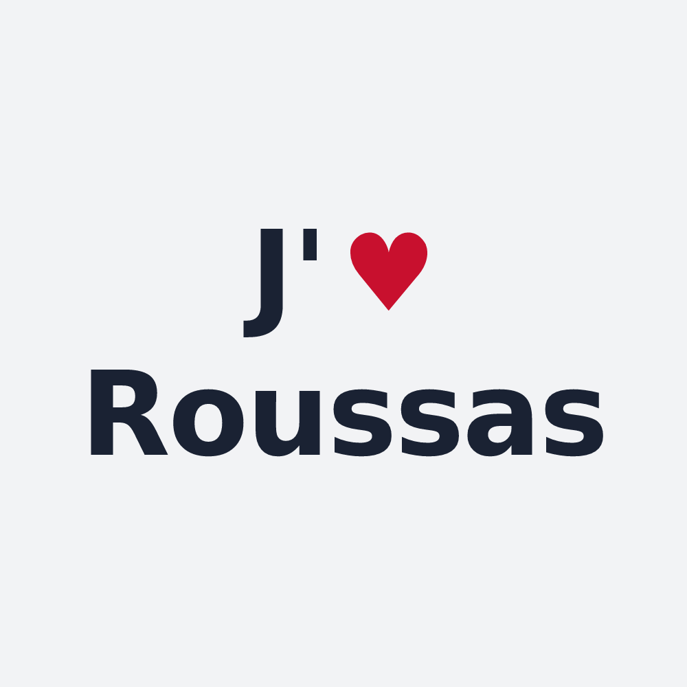 Poster personnalisé Roussas — design J'aime Roussas