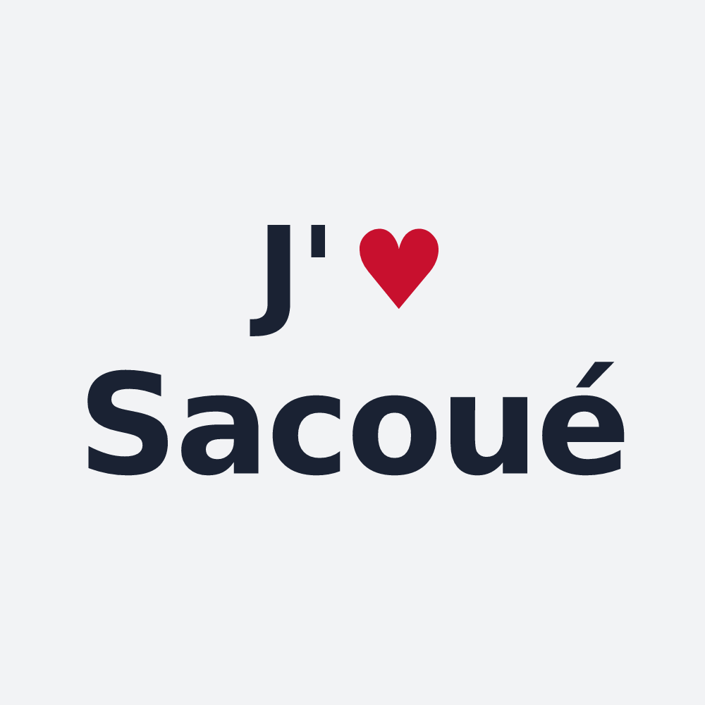 Poster personnalisé Sacoué — design « J'aime Sacoué » imprimé sur le poster