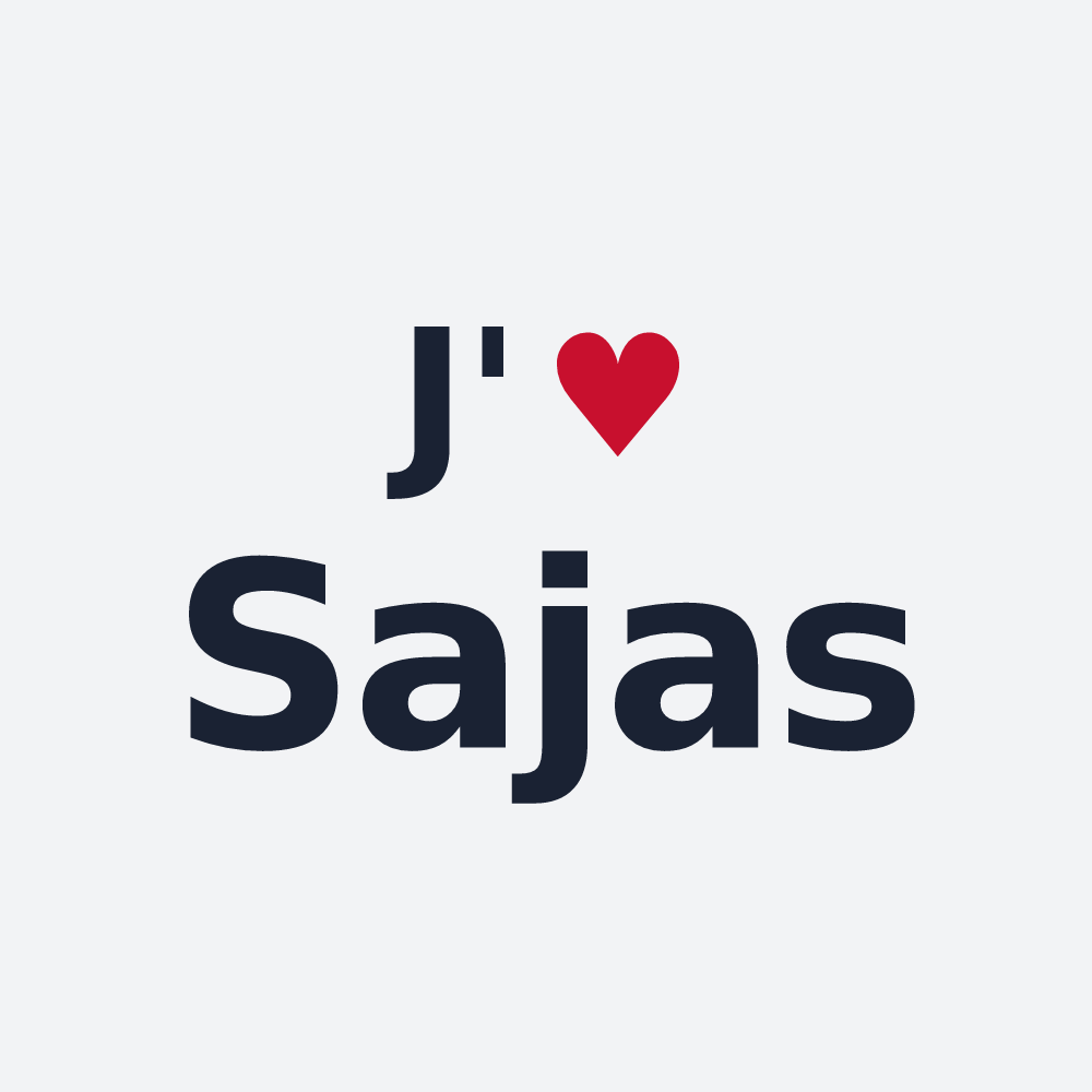 Poster personnalisé Sajas — design « J'aime Sajas » imprimé sur le poster