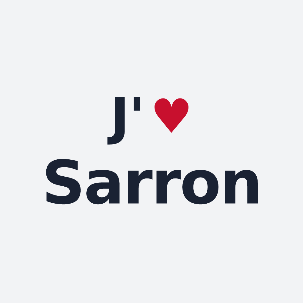 Poster personnalisé Sarron — design « J'aime Sarron » imprimé sur le poster