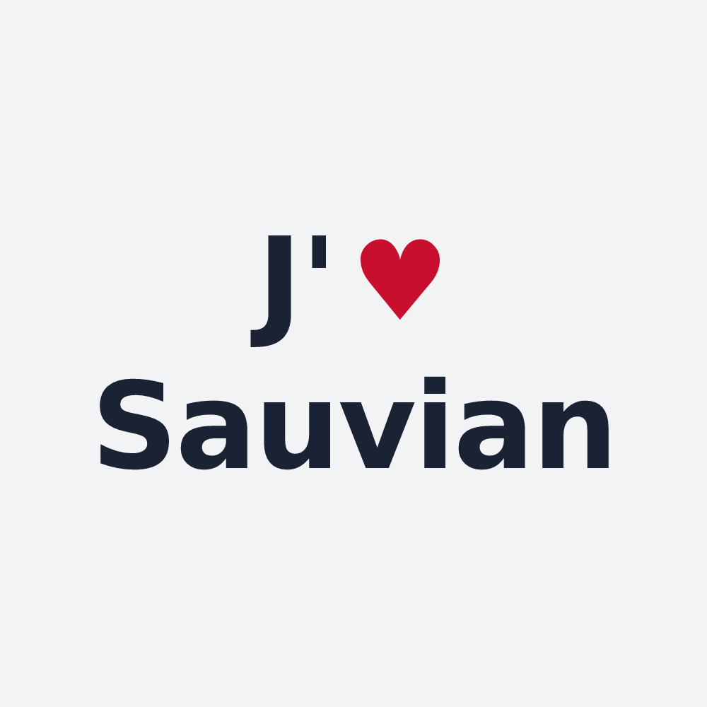 Poster personnalisé Sauvian — design J'aime Sauvian