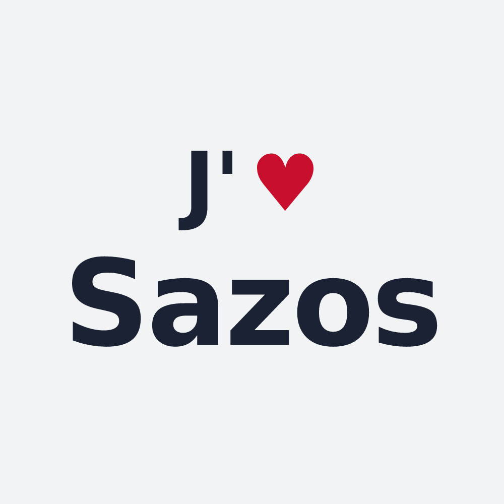 Poster personnalisé Sazos — design « J'aime Sazos » imprimé sur le poster