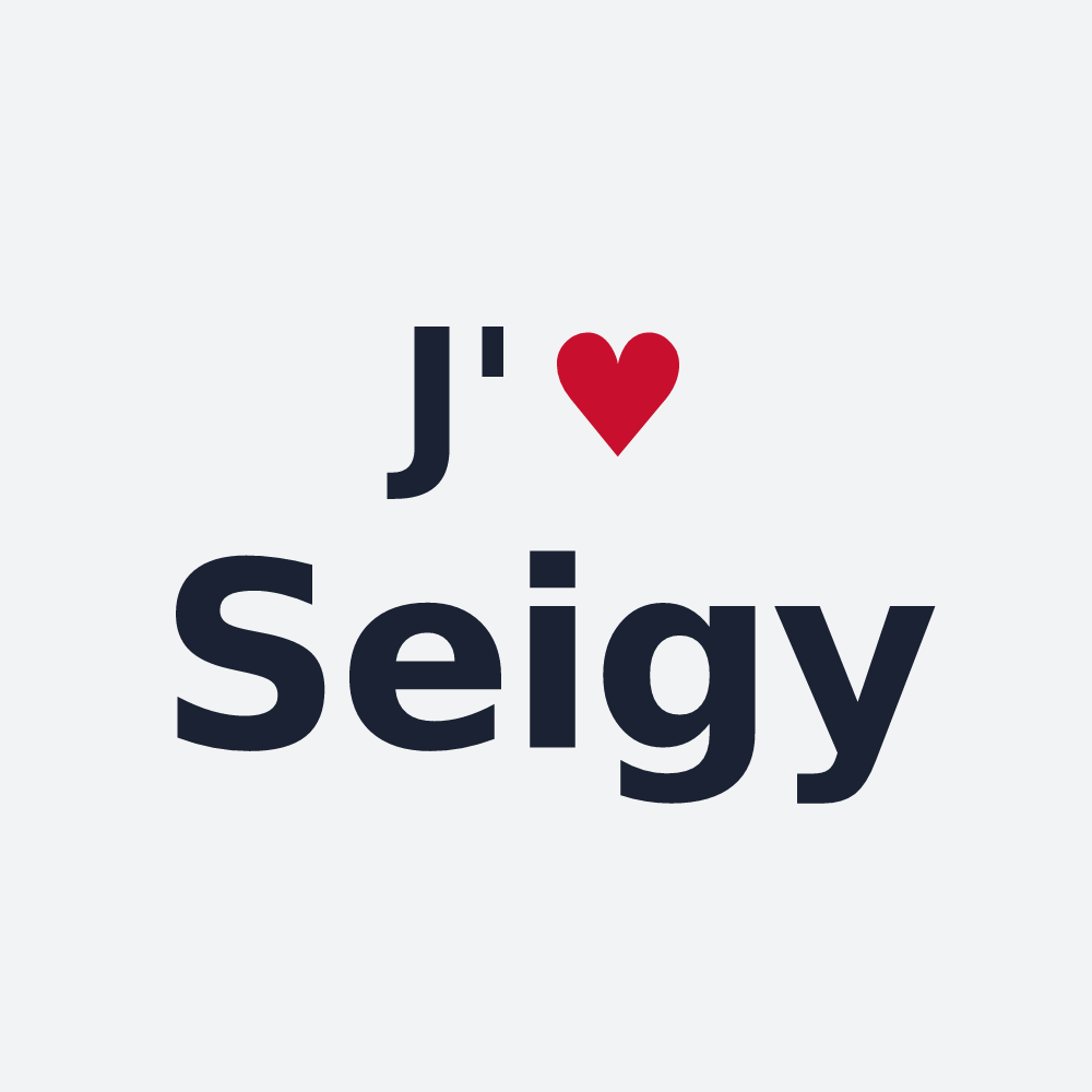 Poster personnalisé Seigy — design « J'aime Seigy » imprimé sur le poster