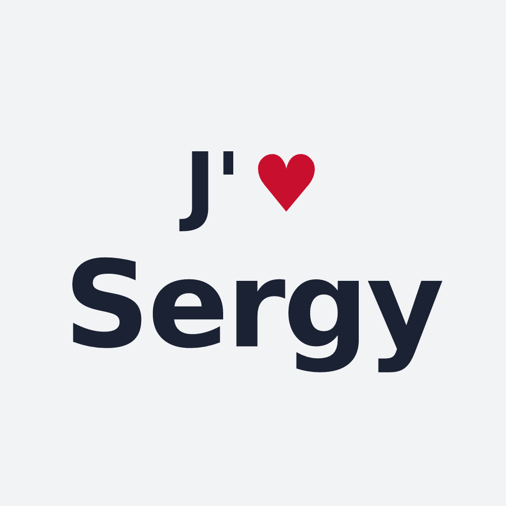 Poster personnalisé Sergy — design « J'aime Sergy » imprimé sur le poster