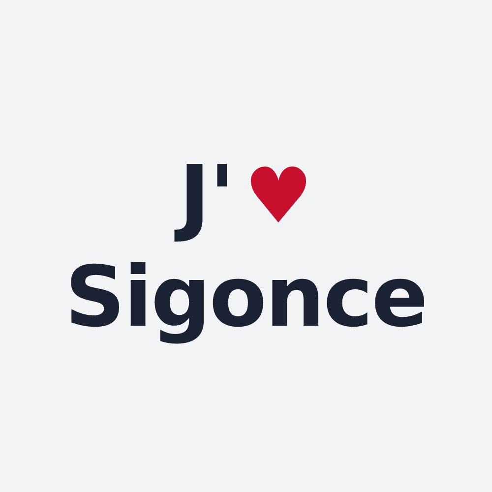 Poster personnalisé Sigonce — design « J'aime Sigonce » imprimé sur le poster