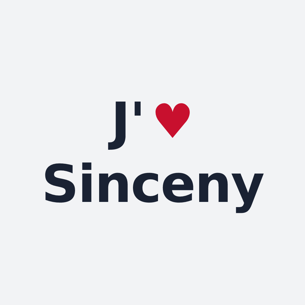 Poster personnalisé Sinceny — design « J'aime Sinceny » imprimé sur le poster