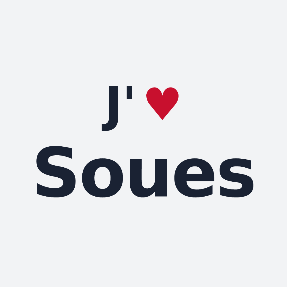 Poster personnalisé Soues — design « J'aime Soues » imprimé sur le poster