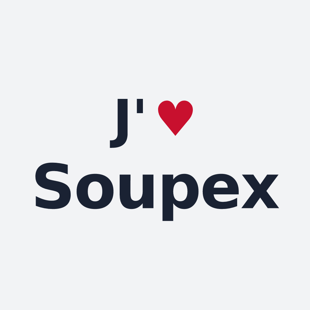 Poster personnalisé Soupex — design « J'aime Soupex » imprimé sur le poster