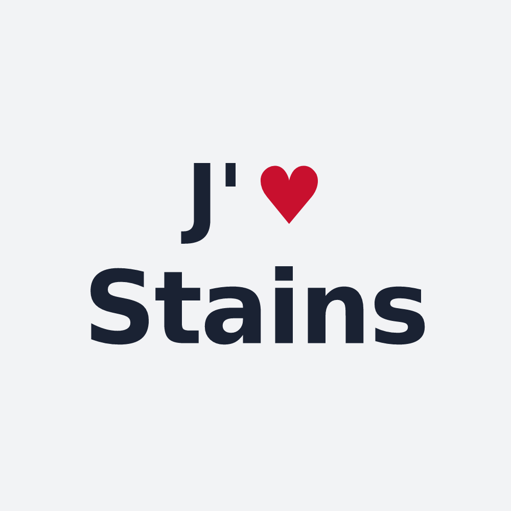 Poster personnalisé Stains — design « J'aime Stains » imprimé sur le poster