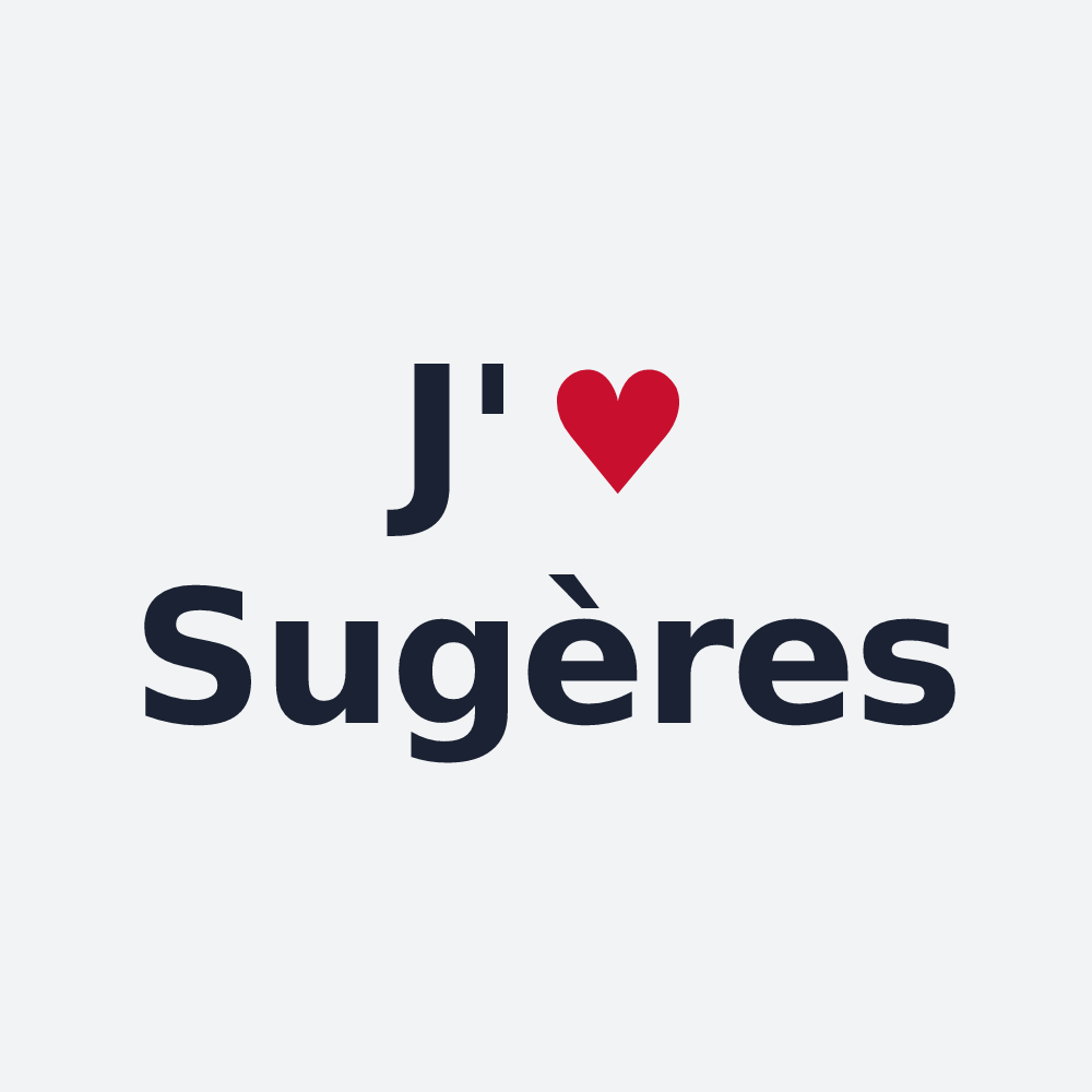 Poster personnalisé Sugères — design J'aime Sugères
