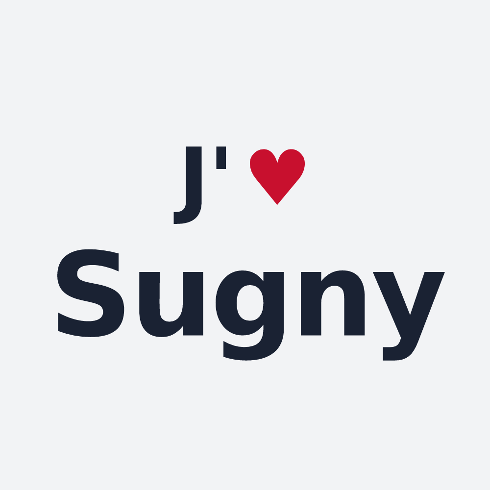 Poster personnalisé Sugny — design « J'aime Sugny » imprimé sur le poster