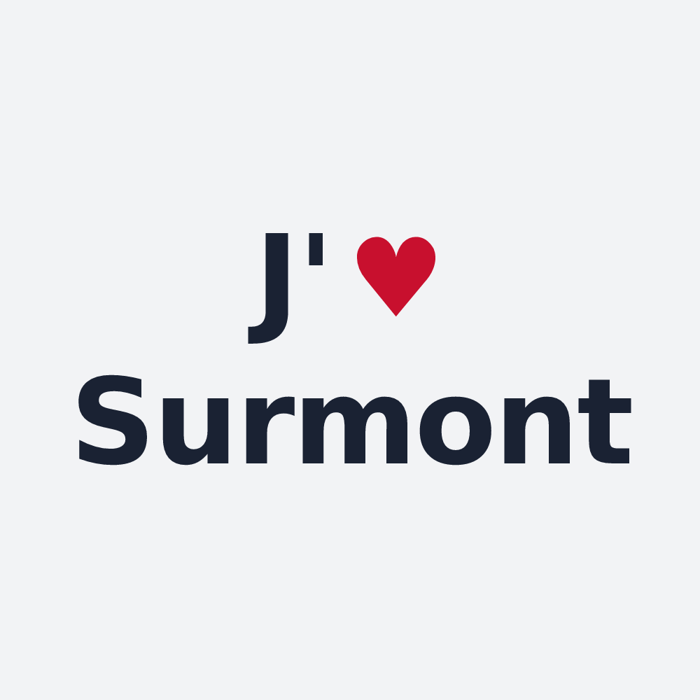 Poster personnalisé Surmont — design « J'aime Surmont » imprimé sur le poster