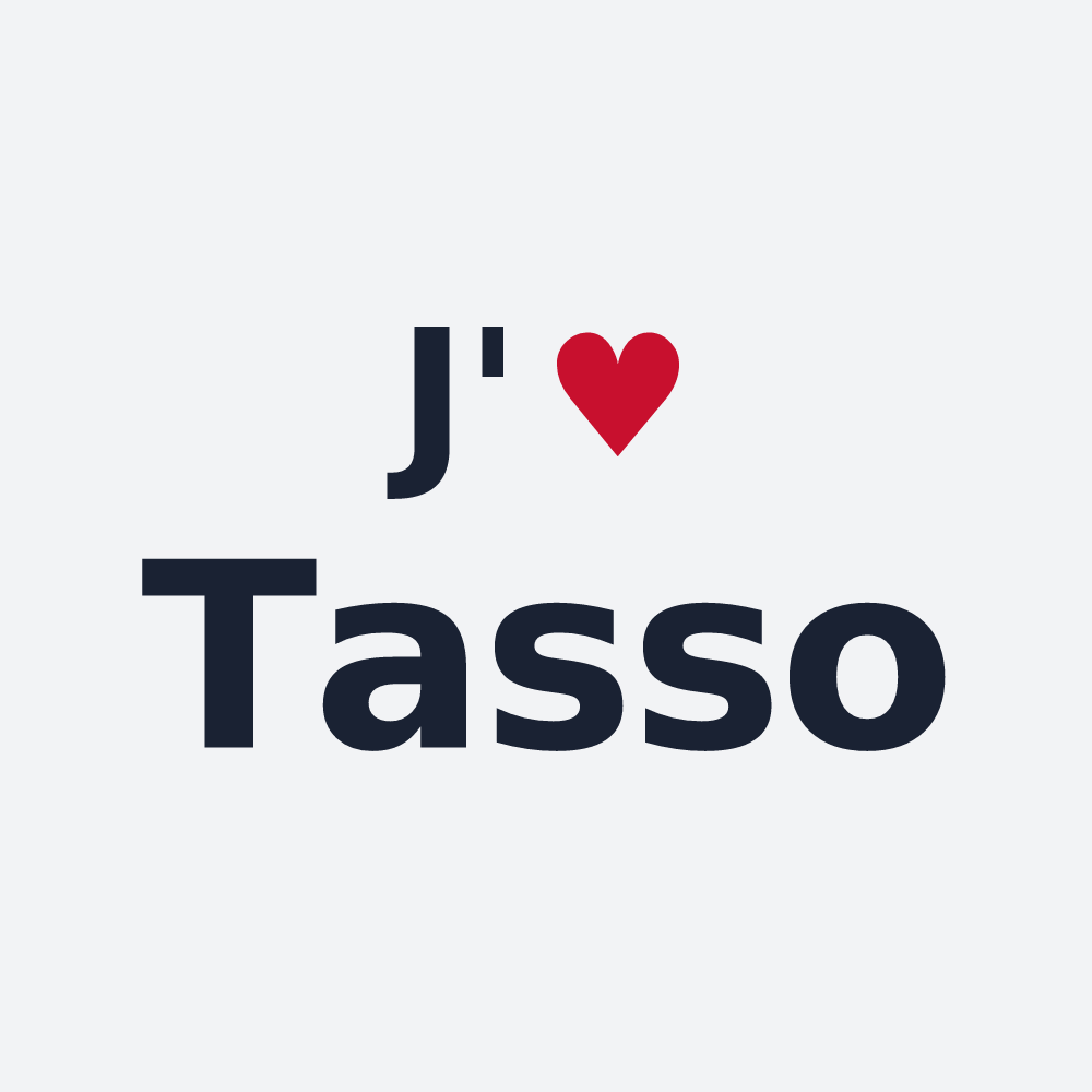 Poster personnalisé Tasso — design « J'aime Tasso » imprimé sur le poster
