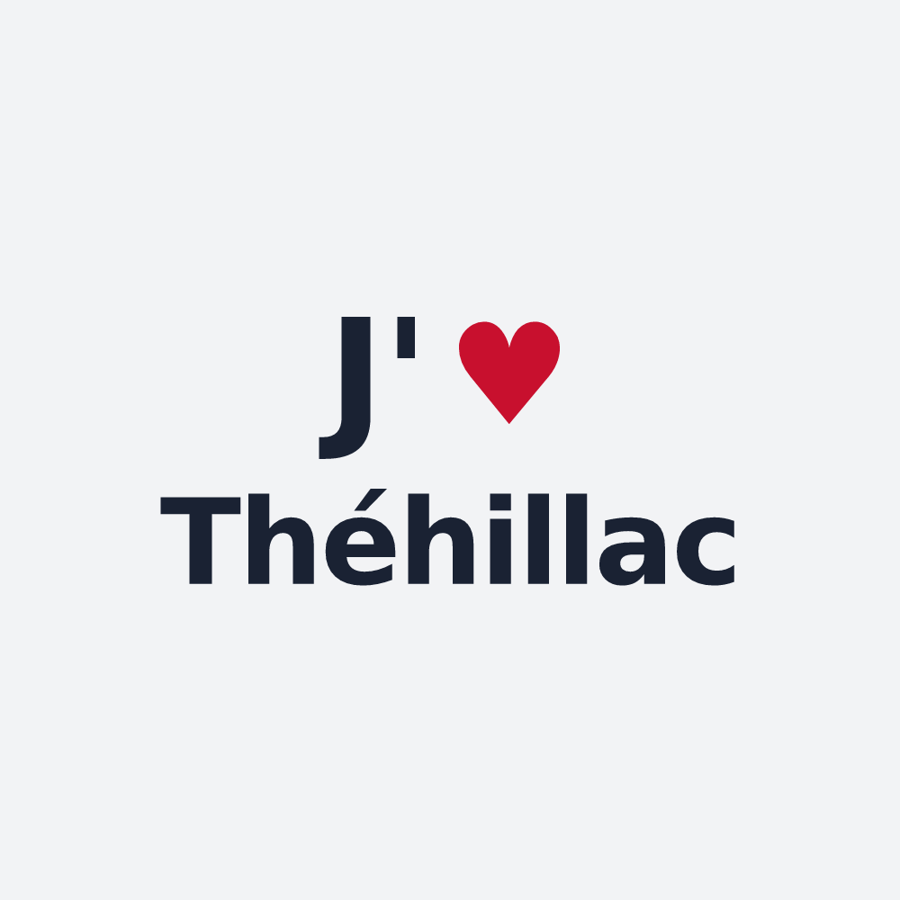 Poster personnalisé Théhillac — design « J'aime Théhillac » imprimé sur le poster